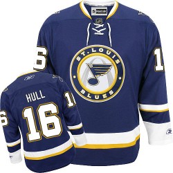 Adult Authentic St. Louis Blues Brett Hull Navy Blue Third Official Reebok Jersey