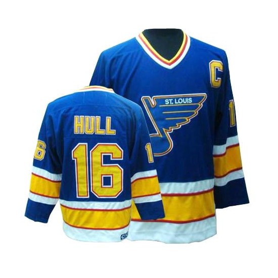 Adult Authentic St. Louis Blues Brett Hull Blue Throwback Official CCM Jersey