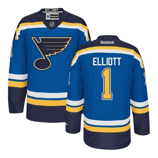 Adult Authentic St. Louis Blues Brian Elliott Royal Blue Home Official Reebok Jersey