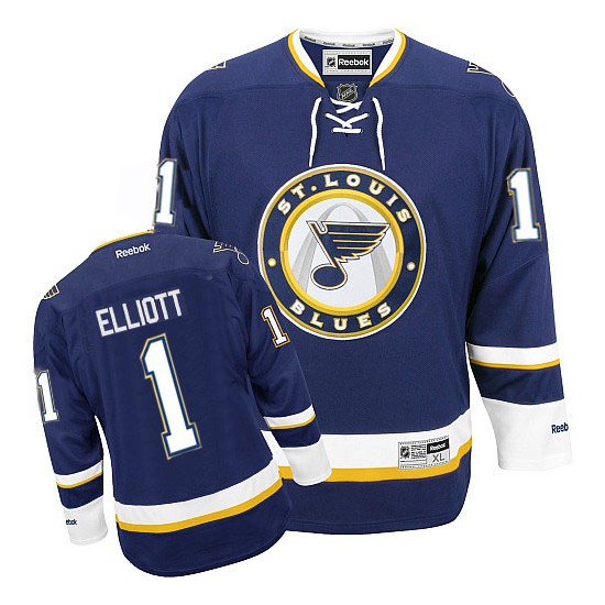 Adult Authentic St. Louis Blues Brian Elliott Navy Blue Third Official Reebok Jersey