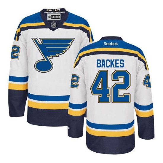 Adult Authentic St. Louis Blues David Backes White Away Official Reebok Jersey