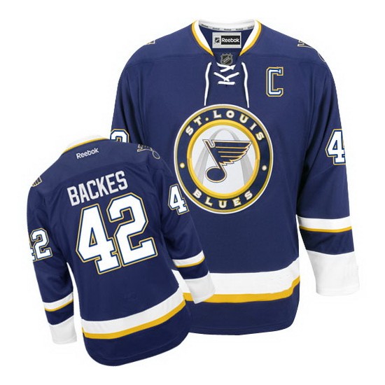 Adult Premier St. Louis Blues David Backes Navy Blue Third Official Reebok Jersey