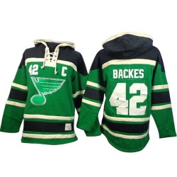 St. Louis Blues David Backes Official Green Old Time Hockey Premier Adult St. Patrick's Day McNary Lace Hoodie Jersey