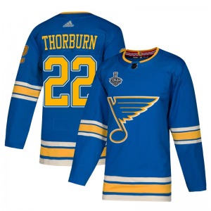 Youth Authentic St. Louis Blues Chris Thorburn Blue Alternate 2019 Stanley Cup Final Bound Official Adidas Jersey