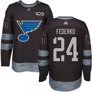 Adult Authentic St. Louis Blues Bernie Federko Black 1917-2017 100th Anniversary Official Jersey