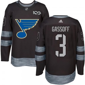 Adult Authentic St. Louis Blues Bob Gassoff Black 1917-2017 100th Anniversary Official Jersey