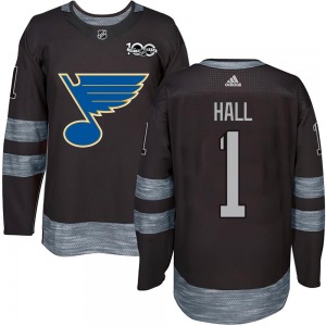 Adult Authentic St. Louis Blues Glenn Hall Black 1917-2017 100th Anniversary Official Jersey