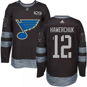 Adult Authentic St. Louis Blues Dale Hawerchuk Black 1917-2017 100th Anniversary Official Jersey