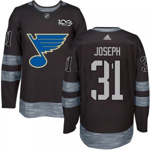 Adult Authentic St. Louis Blues Curtis Joseph Black 1917-2017 100th Anniversary Official Jersey