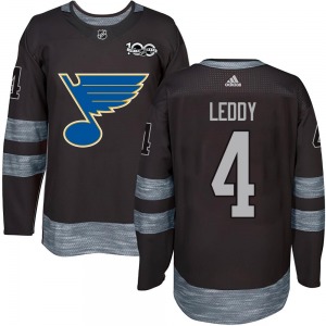 Adult Authentic St. Louis Blues Nick Leddy Black 1917-2017 100th Anniversary Official Jersey