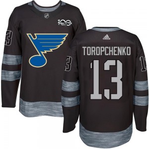 Adult Authentic St. Louis Blues Alexey Toropchenko Black 1917-2017 100th Anniversary Official Jersey