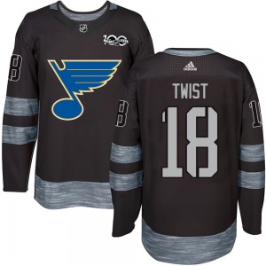 Adult Authentic St. Louis Blues Tony Twist Black 1917-2017 100th Anniversary Official Jersey