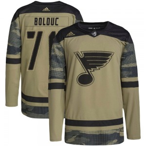 Adult Authentic St. Louis Blues Zack Bolduc Camo Military Appreciation Practice Official Adidas Jersey