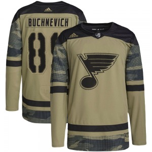 Adult Authentic St. Louis Blues Pavel Buchnevich Camo Military Appreciation Practice Official Adidas Jersey