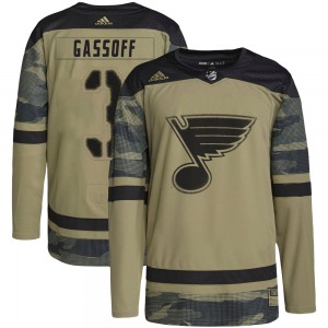 Adult Authentic St. Louis Blues Bob Gassoff Camo Military Appreciation Practice Official Adidas Jersey