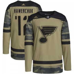 Adult Authentic St. Louis Blues Dale Hawerchuk Camo Military Appreciation Practice Official Adidas Jersey
