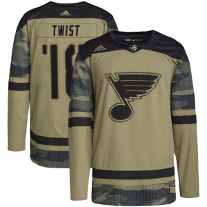 Adult Authentic St. Louis Blues Tony Twist Camo Military Appreciation Practice Official Adidas Jersey