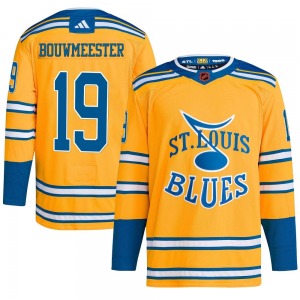 Adult Authentic St. Louis Blues Jay Bouwmeester Yellow Reverse Retro 2.0 Official Adidas Jersey