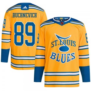 Adult Authentic St. Louis Blues Pavel Buchnevich Yellow Reverse Retro 2.0 Official Adidas Jersey