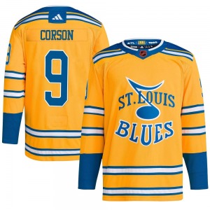 Adult Authentic St. Louis Blues Shayne Corson Yellow Reverse Retro 2.0 Official Adidas Jersey