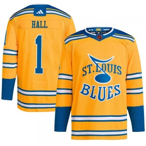 Adult Authentic St. Louis Blues Glenn Hall Yellow Reverse Retro 2.0 Official Adidas Jersey