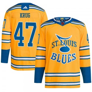 Adult Authentic St. Louis Blues Torey Krug Yellow Reverse Retro 2.0 Official Adidas Jersey