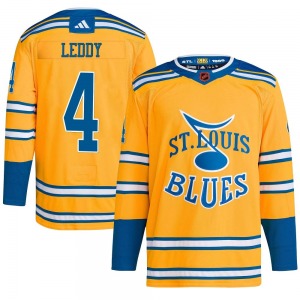 Adult Authentic St. Louis Blues Nick Leddy Yellow Reverse Retro 2.0 Official Adidas Jersey
