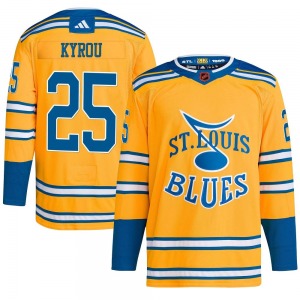 Youth Authentic St. Louis Blues Jordan Kyrou Yellow Reverse Retro 2.0 Official Adidas Jersey