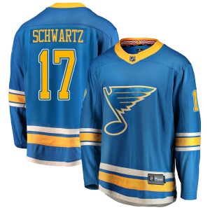 Adult Breakaway St. Louis Blues Jaden Schwartz Blue Alternate Official Fanatics Branded Jersey