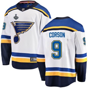 Adult Breakaway St. Louis Blues Shayne Corson White Away 2019 Stanley Cup Final Bound Official Fanatics Branded Jersey