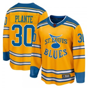 Adult Breakaway St. Louis Blues Jacques Plante Yellow Special Edition 2.0 Official Fanatics Branded Jersey