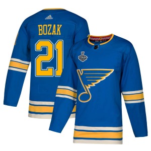 Adult Authentic St. Louis Blues Tyler Bozak Blue Alternate 2019 Stanley Cup Final Bound Official Adidas Jersey