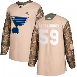 Adult Authentic St. Louis Blues Nikita Alexandrov Camo Veterans Day Practice Official Adidas Jersey