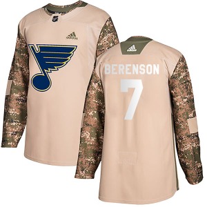 Adult Authentic St. Louis Blues Red Berenson Red Camo Veterans Day Practice Official Adidas Jersey