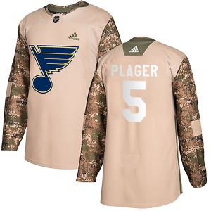 Adult Authentic St. Louis Blues Bob Plager Camo Veterans Day Practice Official Adidas Jersey