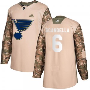 Adult Authentic St. Louis Blues Marco Scandella Camo Veterans Day Practice Official Adidas Jersey