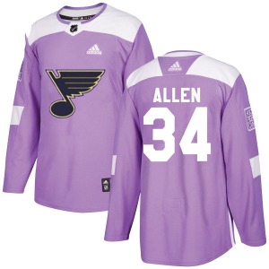 Youth Authentic St. Louis Blues Jake Allen Purple Hockey Fights Cancer Official Adidas Jersey