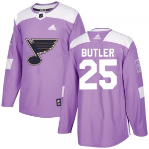 Youth Authentic St. Louis Blues Chris Butler Purple Hockey Fights Cancer Official Adidas Jersey