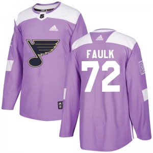 Youth Authentic St. Louis Blues Justin Faulk Purple Hockey Fights Cancer Official Adidas Jersey