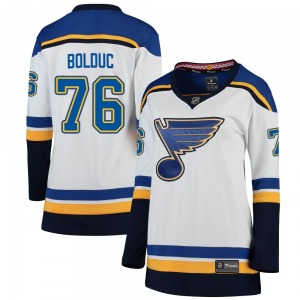 Women's Breakaway St. Louis Blues Zack Bolduc White Away Official Fanatics Branded Jersey