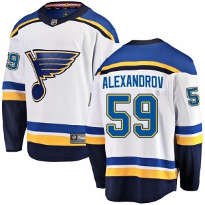 Adult Breakaway St. Louis Blues Nikita Alexandrov White Away Official Fanatics Branded Jersey