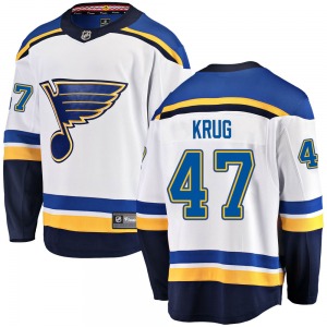 Adult Breakaway St. Louis Blues Torey Krug White Away Official Fanatics Branded Jersey
