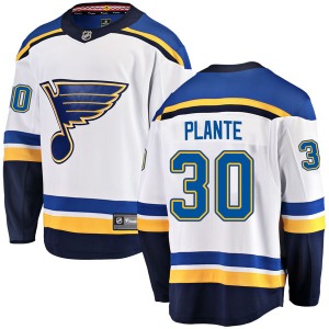 Adult Breakaway St. Louis Blues Jacques Plante White Away Official Fanatics Branded Jersey