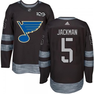 Youth Authentic St. Louis Blues Barret Jackman Black 1917-2017 100th Anniversary Official Jersey