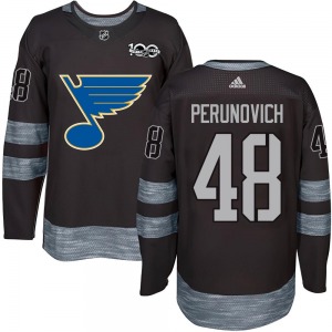 Youth Authentic St. Louis Blues Scott Perunovich Black 1917-2017 100th Anniversary Official Jersey