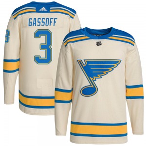 Adult Authentic St. Louis Blues Bob Gassoff Cream 2022 Winter Classic Player Official Adidas Jersey