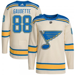 Adult Authentic St. Louis Blues Adam Gaudette Cream 2022 Winter Classic Player Official Adidas Jersey
