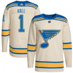Adult Authentic St. Louis Blues Glenn Hall Cream 2022 Winter Classic Player Official Adidas Jersey