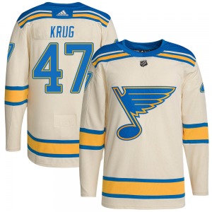 Adult Authentic St. Louis Blues Torey Krug Cream 2022 Winter Classic Player Official Adidas Jersey