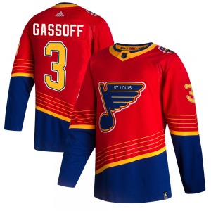 Adult Authentic St. Louis Blues Bob Gassoff Red 2020/21 Reverse Retro Official Adidas Jersey